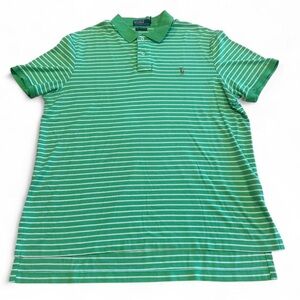 POLO Ralph Lauren XL Green White Striped PIMA COTTON SOFT TOUCH Polo Shirt Flesh